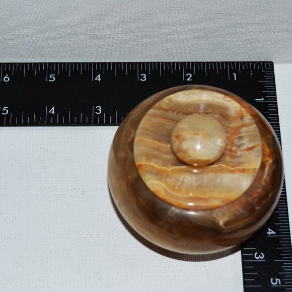 Round Marble Storage And Trinket Jar With Lid Home Decor Vanity Accessory - Picture 7 of 8